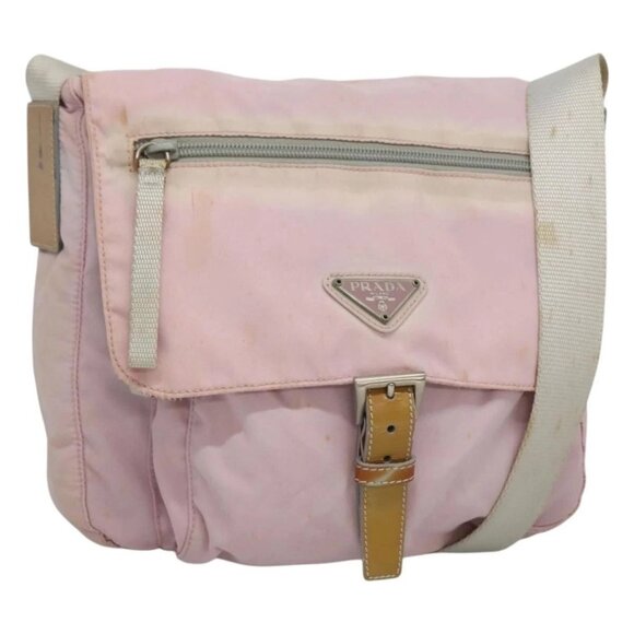 PRADA Shoulder Bag Nylon Pink Silver Auth 125599 - Picture 1 of 16
